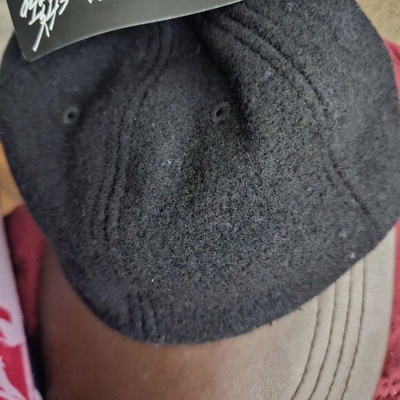 City Hunter Men's Black/Brown Leather Visor Baseball Cap One Size - Picture 3 of 9